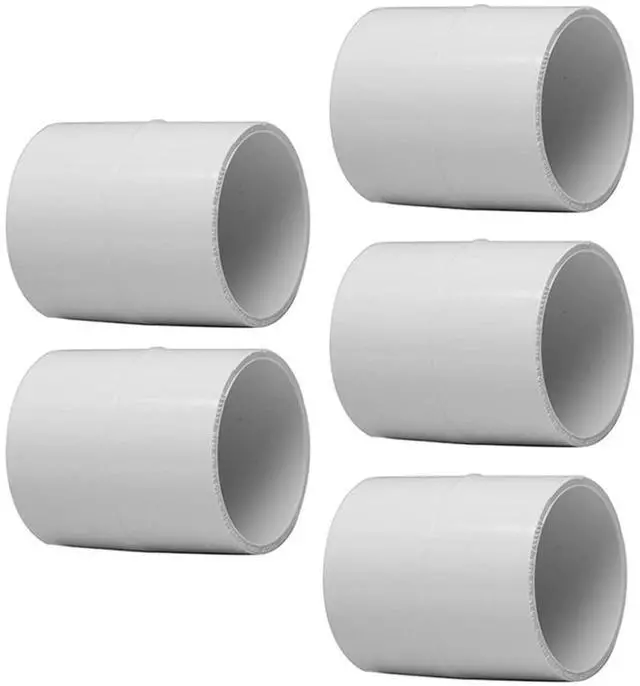 Main image of 5PCS 2" PVC Pipe Coupling Slip (Socket x Socket) SCH40 White | Connector Adapter Pipe Fitting