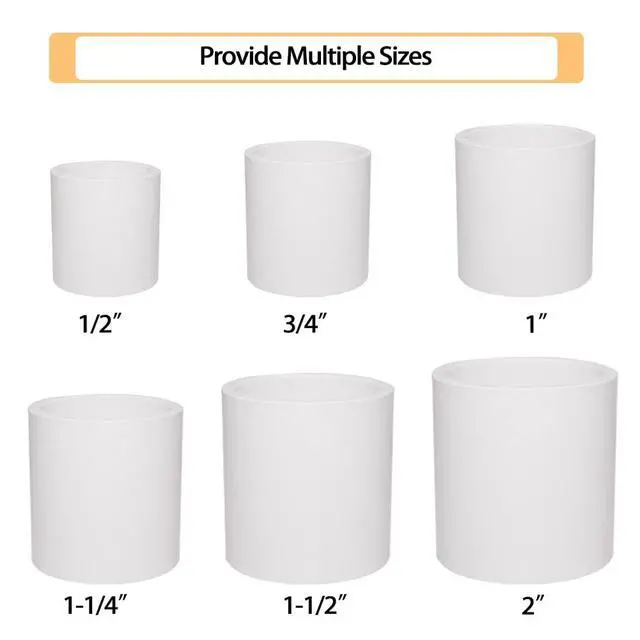 Alt view image 3 of 6 - 5PCS 2" PVC Pipe Coupling Slip (Socket x Socket) SCH40 White | Connector Adapter Pipe Fitting