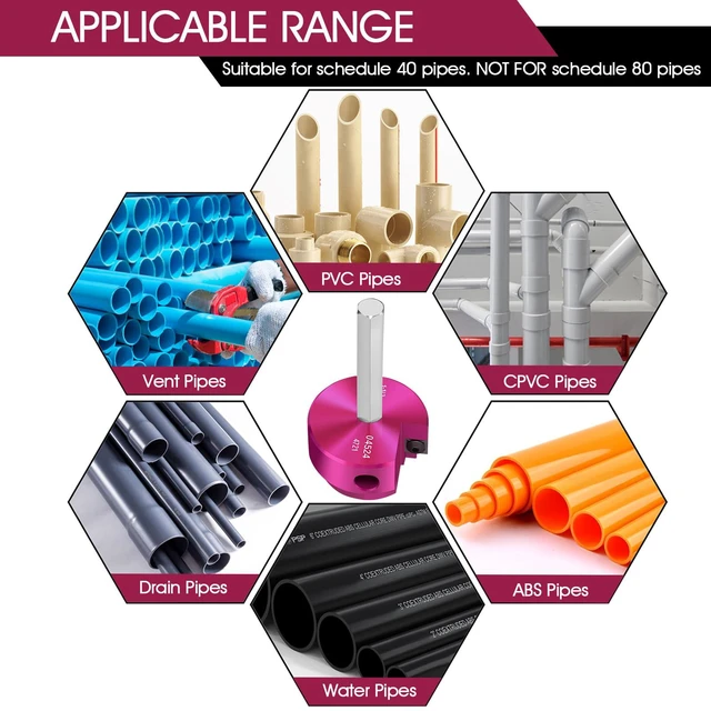 Alt view image 6 of 7 - PVC Fitting Saver 1 1/2 Inch Head,PVC Pipe Reamer Socket Saver PVC Reamer Plastic Pipe Fitting Reamer for Plumbing Sch.40 CPVC ABS Hub,with 3/8-Inch Hex Shaft,Fits Standard 1/2" Drills