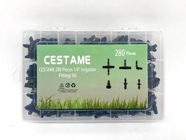 Alt view image 3 of 7 - 280 Pcs Barbed Connectors Irrigation Fittings Kit,Drip Irrigation Barbed Connectors 1/4''Tubing Fittings Kit for Flower Pot Garden Lawn(Straight Barbs,Single Barbs,Tees,Elbows,End Plug,4-Way Coupling)