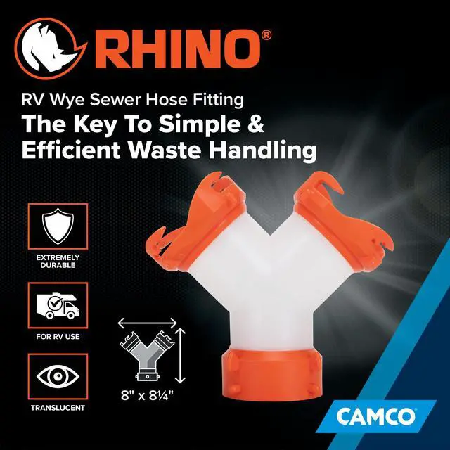 Alt view image 2 of 7 - RhinoFLEX Camper/RV Wye Sewer Hose Fitting | Features 360-Degree Swivel Ends & Built-In Gaskets for Odor Tight Connection | Allows for 2 Sewer Hoses to Connect to the Same Dump Station (39812),
