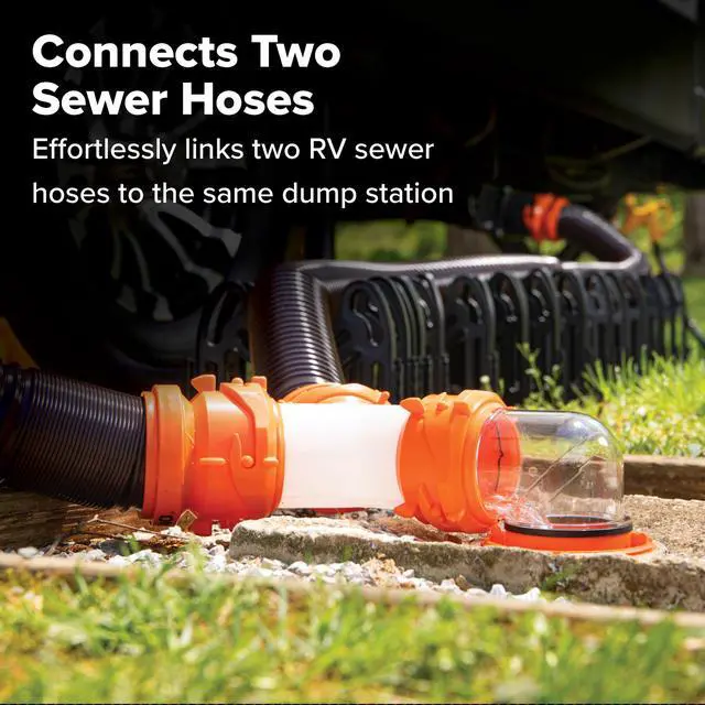 Alt view image 3 of 7 - RhinoFLEX Camper/RV Wye Sewer Hose Fitting | Features 360-Degree Swivel Ends & Built-In Gaskets for Odor Tight Connection | Allows for 2 Sewer Hoses to Connect to the Same Dump Station (39812),