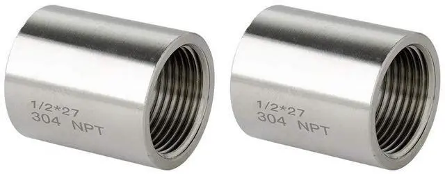 Main image of 304 Stainless Steel Pipe Coupling Fitting, 1/2" x 1/2" Female Pipe Coupler Connector Adapter Fitting (1" Length, 2Pcs)