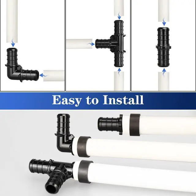 Alt view image 5 of 7 - 30pcs 1/2" Poly PPSU Barb Crimp PEX Fitting Combo, No Lead | 10pcs Each Elbows Tees Straight Couplings for PEX Pipe