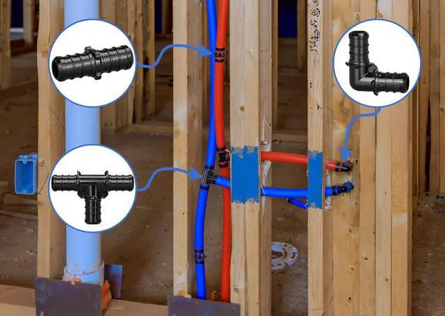 Alt view image 7 of 7 - 30pcs 1/2" Poly PPSU Barb Crimp PEX Fitting Combo, No Lead | 10pcs Each Elbows Tees Straight Couplings for PEX Pipe