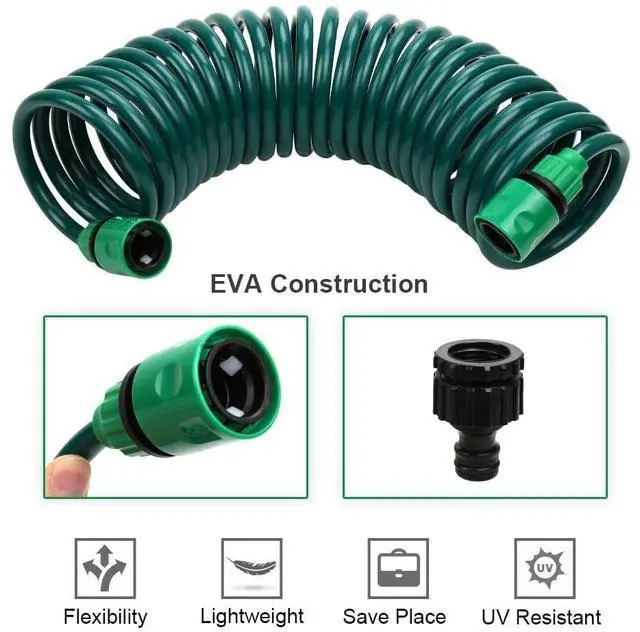 Alt view image 2 of 7 - Recoil Garden Hose 25FT EVA Water Hose with 7-Pattern Spray Nozzle,Curly Self Coiling Lightweight Garden Hose,Retractable Garden Coil Hose for Lawn Patio