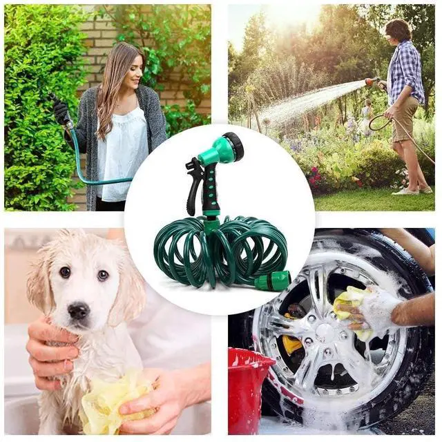 Alt view image 7 of 7 - Recoil Garden Hose 25FT EVA Water Hose with 7-Pattern Spray Nozzle,Curly Self Coiling Lightweight Garden Hose,Retractable Garden Coil Hose for Lawn Patio