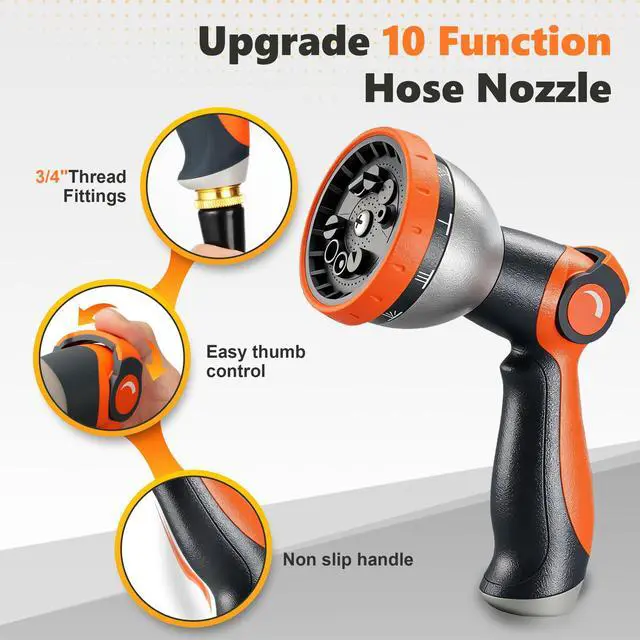 Alt view image 3 of 6 - Garden Hose 25FT 600 PSI High Pressure, Flexible TPE Water Hose Kink-Free & Lightweight, with Abrasion-Resistant Cover for Car Washing, Watering Lawn, Outdoor Use