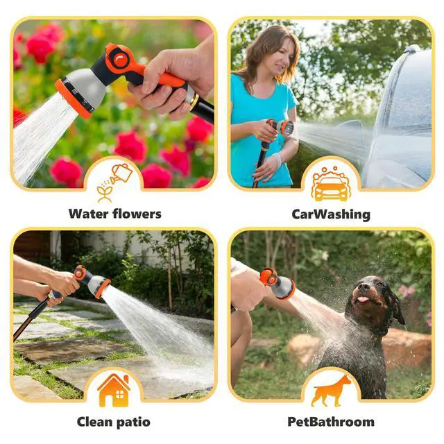 Alt view image 6 of 6 - Garden Hose 25FT 600 PSI High Pressure, Flexible TPE Water Hose Kink-Free & Lightweight, with Abrasion-Resistant Cover for Car Washing, Watering Lawn, Outdoor Use
