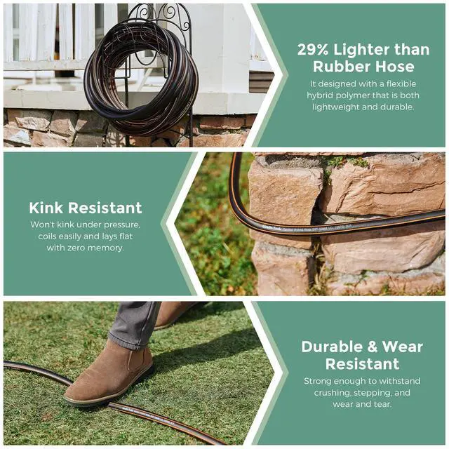 Alt view image 4 of 7 - Leader Hose 5/8", 6ft Short Garden Hose | Custom Length, No Kink, Flexible, Leakproof Water Hose, 600 Burst PSI