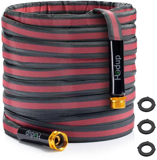 Main image of Flexible Lightweight Garden Hose 15 FT | Non Expanding Hose with Latex Core, Space-Saving Outdoor Pipe for Yard RV Car Washing, Gray & Red