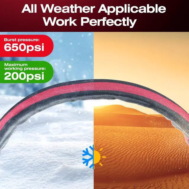Alt view image 4 of 6 - Flexible Lightweight Garden Hose 15 FT | Non Expanding Hose with Latex Core, Space-Saving Outdoor Pipe for Yard RV Car Washing, Gray & Red