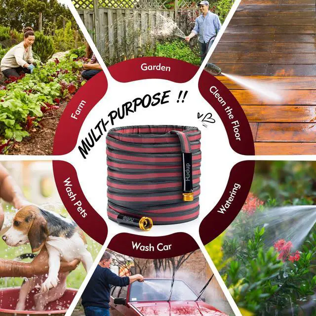 Alt view image 6 of 6 - Flexible Lightweight Garden Hose 15 FT | Non Expanding Hose with Latex Core, Space-Saving Outdoor Pipe for Yard RV Car Washing, Gray & Red