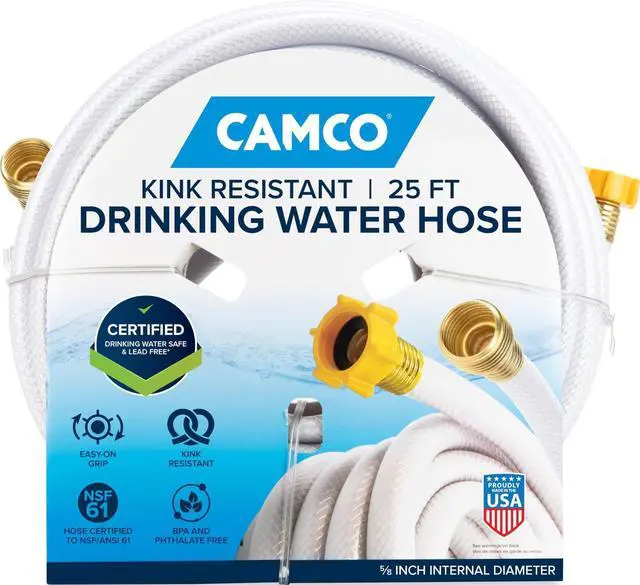 Main image of TastePURE 25-Ft RV Drinking Water Hose - Made in the USA | Contains No Lead, No BPA & No Phthalate - Features Diamond-Hatch Reinforced PVC Design - 5/8 Inside Diameter (22783)