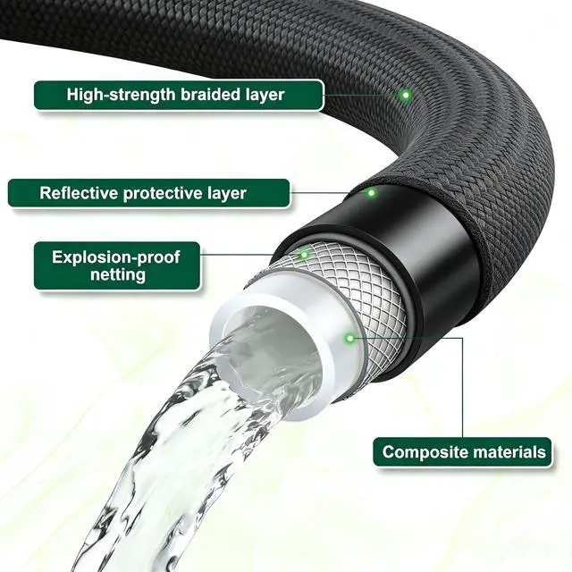 Alt view image 2 of 5 - Garden Hose 5FT, Flexible Water Hose Ultra Lightweight Non-Expanding, Leak Proof Pressure Resistant Outdoor Hose for Yard & Garden Watering, Gery