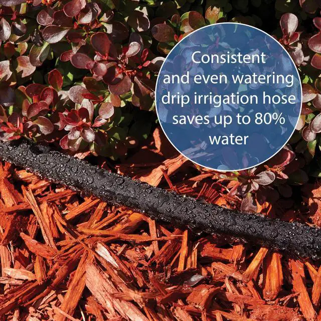 Alt view image 4 of 5 - 25' Black Flat Weeper Soaker Hose for Garden Beds, Drip Irrigation Outdoor Hose, Flexible Garden Hose for Vegetable Gardens, Flower Beds, Lawns, and Orchards