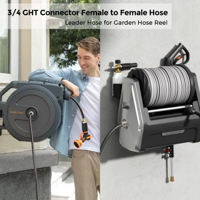 Alt view image 3 of 7 - Garden Hose 5/8", 5ft Female to Female Leader Hose | Custom Length, Heavy Duty, No Kink, Flexible, Rubber Garden Hose, Leakproof Water Hose, 600 Burst PSI