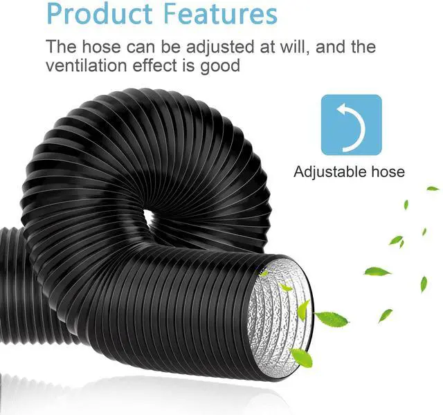 Alt view image 3 of 7 - Dryer Vent Hose, 4'' Flexible Duct 16FT with 2 Duct Clamps, Heavy-Duty Three Layer Protection, Black PVC, for HVAC Ventilation, Duct Fan Systems