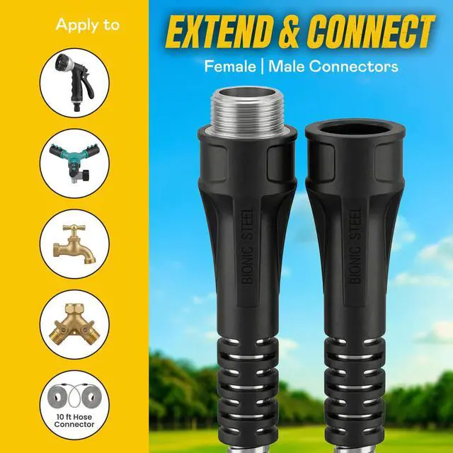Alt view image 2 of 7 - 10Ft Short Garden Hose Extension Connector for Reel | 10 Ft x 5/8 In. Leak Proof Connection, Heavy Duty, Non Kinking, Flexible, Hose Extension