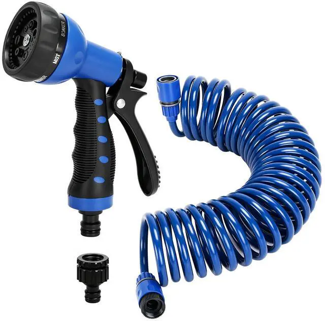 Main image of Recoil Garden Hose 25FT EVA Water Hose with 7-Pattern Spray Nozzle,Curly Self Coiling Lightweight Garden Hose,Retractable Drinking Water Safe Garden Coil Hose for Lawn Patio (blue)
