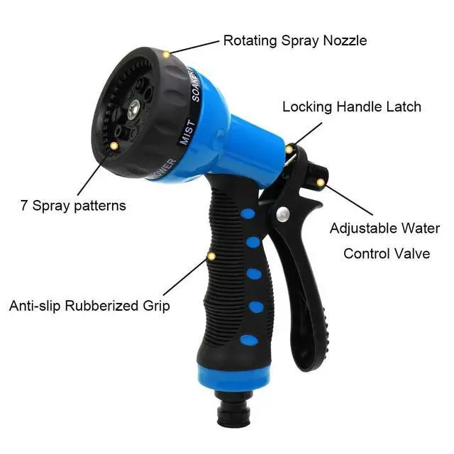 Alt view image 5 of 7 - Recoil Garden Hose 25FT EVA Water Hose with 7-Pattern Spray Nozzle,Curly Self Coiling Lightweight Garden Hose,Retractable Drinking Water Safe Garden Coil Hose for Lawn Patio (blue)