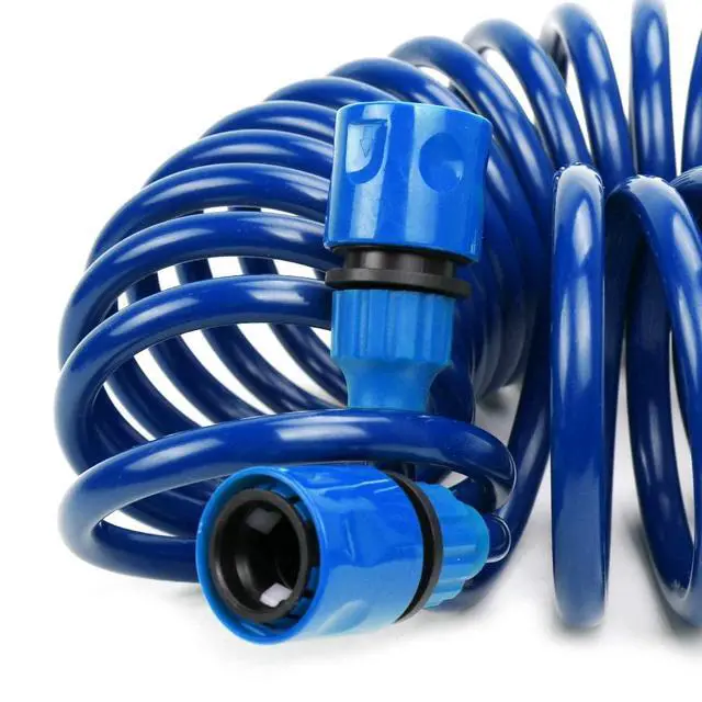 Alt view image 6 of 7 - Recoil Garden Hose 25FT EVA Water Hose with 7-Pattern Spray Nozzle,Curly Self Coiling Lightweight Garden Hose,Retractable Drinking Water Safe Garden Coil Hose for Lawn Patio (blue)