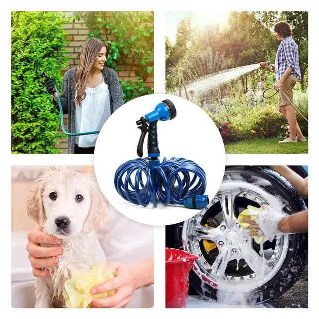 Alt view image 7 of 7 - Recoil Garden Hose 25FT EVA Water Hose with 7-Pattern Spray Nozzle,Curly Self Coiling Lightweight Garden Hose,Retractable Drinking Water Safe Garden Coil Hose for Lawn Patio (blue)