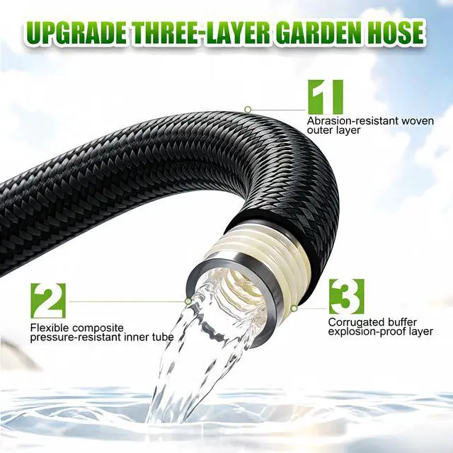Alt view image 2 of 6 - 5FT Lightweight Garden Hose No-Leak Flexible Water Hose for RV Camping | Lightweight. Rust-proof. Leak-free. Kink-resistant. For RVs, balconies, bathrooms, or extending reach.