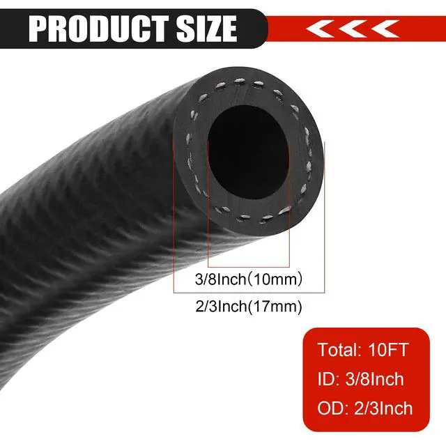 Alt view image 2 of 6 - 3/8 Inch (10mm) ID Fuel Line Hose 10FT NBR Rubber Push Lock Hose High Pressure 300PSI for Automotive Fuel Systems Engines