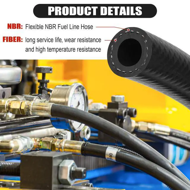 Alt view image 4 of 6 - 3/8 Inch (10mm) ID Fuel Line Hose 10FT NBR Rubber Push Lock Hose High Pressure 300PSI for Automotive Fuel Systems Engines
