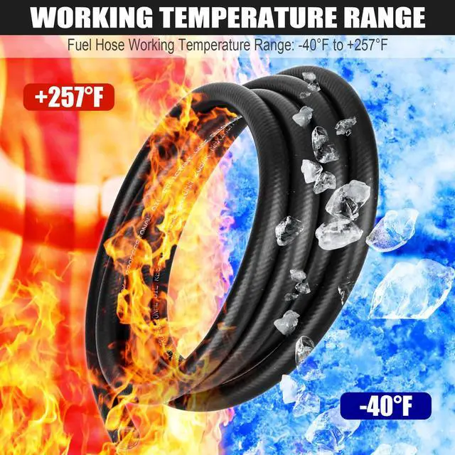 Alt view image 3 of 6 - 3/8 Inch (10mm) ID Fuel Line Hose 10FT NBR Rubber Push Lock Hose High Pressure 300PSI for Automotive Fuel Systems Engines