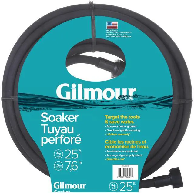 Main image of Round Soaker Hose 3/8" x 25 ft with Heavy Duty Couplings | Adjustable Fittings, Even Water Distribution, Timer-Compatible Drip Irrigation for Raised Beds