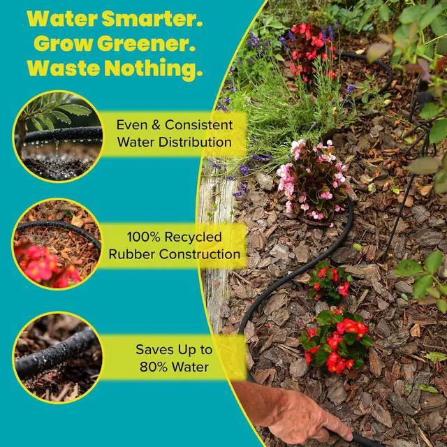 Alt view image 2 of 5 - Round Soaker Hose 3/8" x 25 ft with Heavy Duty Couplings | Adjustable Fittings, Even Water Distribution, Timer-Compatible Drip Irrigation for Raised Beds