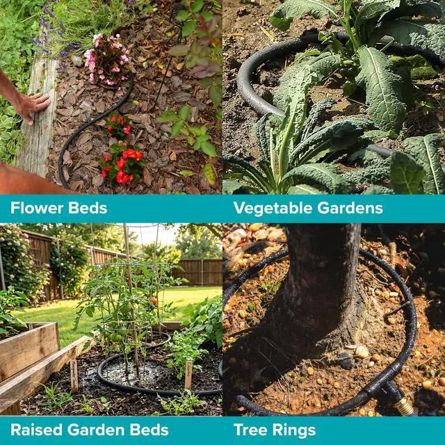 Alt view image 5 of 5 - Round Soaker Hose 3/8" x 25 ft with Heavy Duty Couplings | Adjustable Fittings, Even Water Distribution, Timer-Compatible Drip Irrigation for Raised Beds