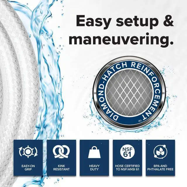 Alt view image 4 of 7 - TastePURE 10-Foot RV Drinking Water Hose - Made in the USA | Contains No Lead, No BPA & No Phthalate - Features Diamond-Hatch Reinforced PVC Design - 1/2 Inside Diameter (22743)