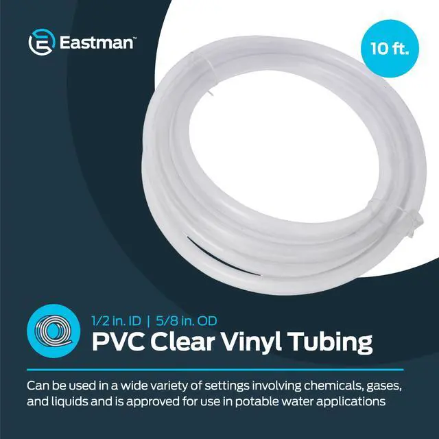 Alt view image 2 of 6 - 1/2 Inch ID (5/8 Inch OD) PVC Clear Vinyl Tubing, 10 Foot Length, 98568