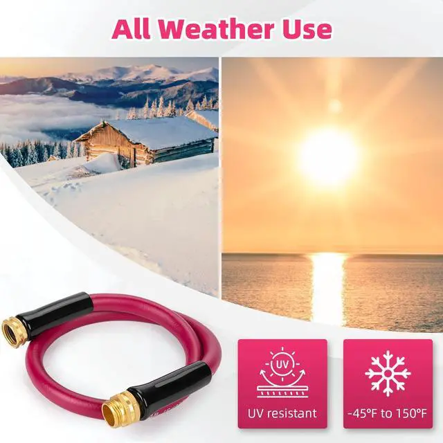 Alt view image 4 of 7 - Short Garden Hose 3ft Heavy Duty Durable Anti Kink Flexible 5/8 in Water Leader Hose for Drinking Water Safe BPA Free, All-weather Lightweight Water Hose for Garden RV Camper Marine