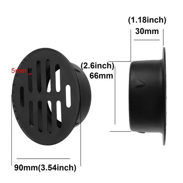 Alt view image 3 of 6 - 2.6 Inch Stainless Steel Floor Drain Cover for Yard Roof Balcony | Black Sewer Drain Grate,Round Anti-Clog Drainage Filter Strainer