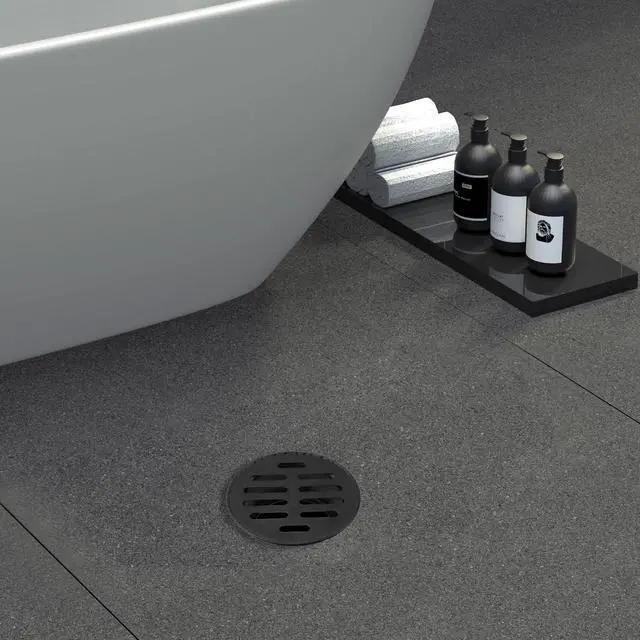Alt view image 2 of 6 - 2.6 Inch Stainless Steel Floor Drain Cover for Yard Roof Balcony | Black Sewer Drain Grate,Round Anti-Clog Drainage Filter Strainer