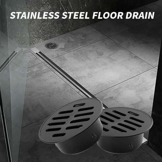 Alt view image 5 of 6 - 2.6 Inch Stainless Steel Floor Drain Cover for Yard Roof Balcony | Black Sewer Drain Grate,Round Anti-Clog Drainage Filter Strainer