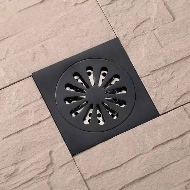 Alt view image 2 of 7 - 4" Odor-Proof Copper Floor Drain w/Removable Strainer Cover,Black | Anti-Clogging Square Sewer Drainer for Kitchen Balcony Garage Bathroom