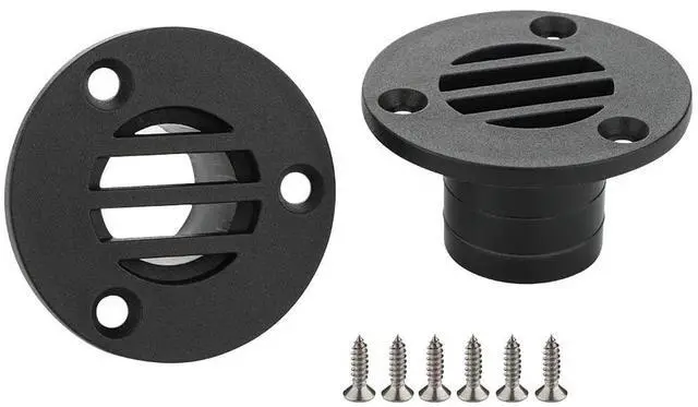 Main image of 2 Pcs Nylon 53 x 30mm Boat Floor Deck Drain Fit for Yacht Kayak Deck Drainage Supplies, Black, Free Mounting Screws