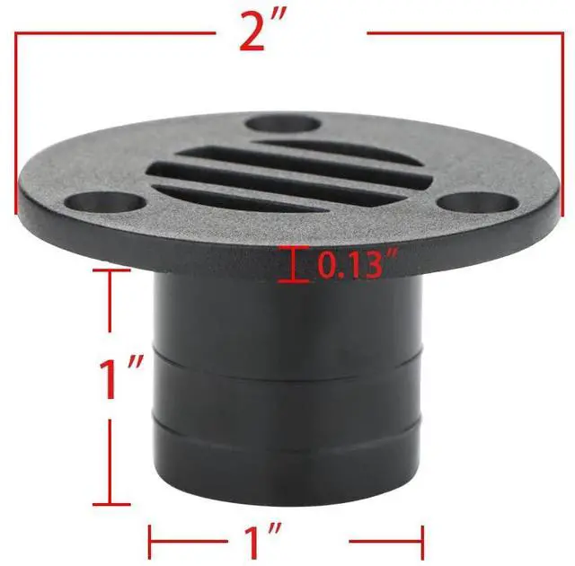 Alt view image 3 of 7 - 2 Pcs Nylon 53 x 30mm Boat Floor Deck Drain Fit for Yacht Kayak Deck Drainage Supplies, Black, Free Mounting Screws
