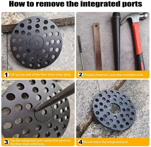 Alt view image 6 of 6 - 5 inch Drain Cover with Integrated Ports, Floor Drain with Removable Round Disc, 5" Garage Drain Cover Replacement Solution, Floor Strainer, 1PCS