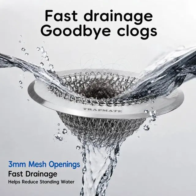 Alt view image 5 of 7 - Shower Drain Hair Catcher, Easy Flip Clean Bathtub Drain Protector | Patented Reversible Chain Mail Mesh, Traps Hair Without Clogging, Fast Flow, 4.4" Drain Cover Fits Regular & Pop-up Drains