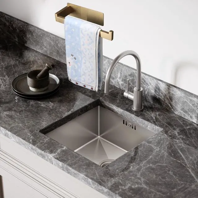 Alt view image 6 of 7 - Hand Towel Holder, Strong Self Adhesive Hand Towel Ring, Thicken SUS304 Stainless Steel Hand Towel Bar/Rack, No Drilling Modern Hand Towel Hanger (Brushed Gold, 9 in)