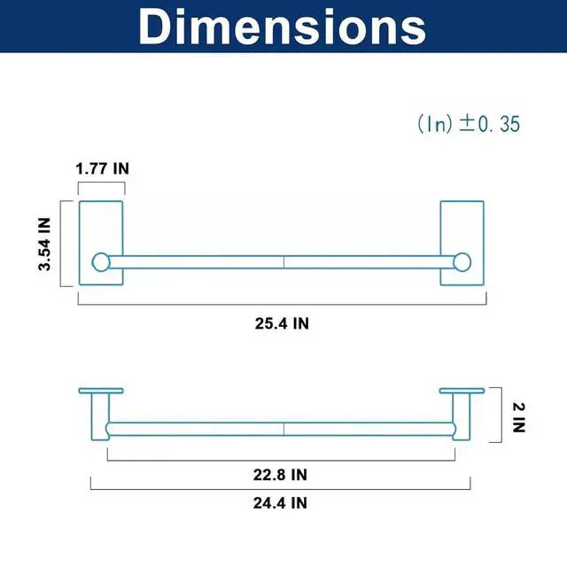 Alt view image 2 of 7 - Self Adhesive Bathroom Towel Bar- Stainless Steel Bath Wall Shelf Rack Hanging Towel Stick On Sticky Hanger Contemporary Style, NO Drilling (1 Pack, Brushed Nickel, 24-Inch Towel Rack)