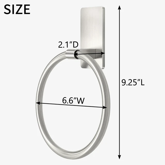Alt view image 6 of 7 - Hand Towel Holder for Bathroom, Brushed Nickel Towel Ring Adhesive | Bathroom Towel Holder Self Adhesive for Bath RV Kitchen, No Drill Hole