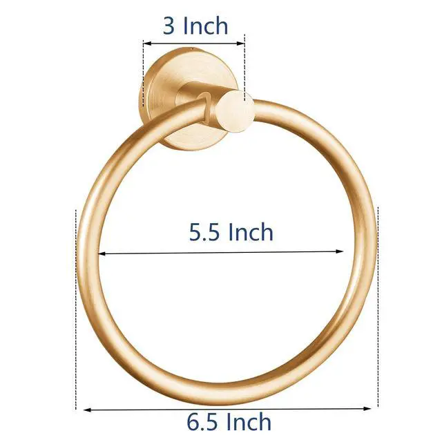 Alt view image 6 of 7 - Towel Ring, Bathroom Hardware Accessories, Wall-Mounted Towel Ring, Simple Round Stainless Steel Towel Rack, for Bathroom and Kitchen (Gold)
