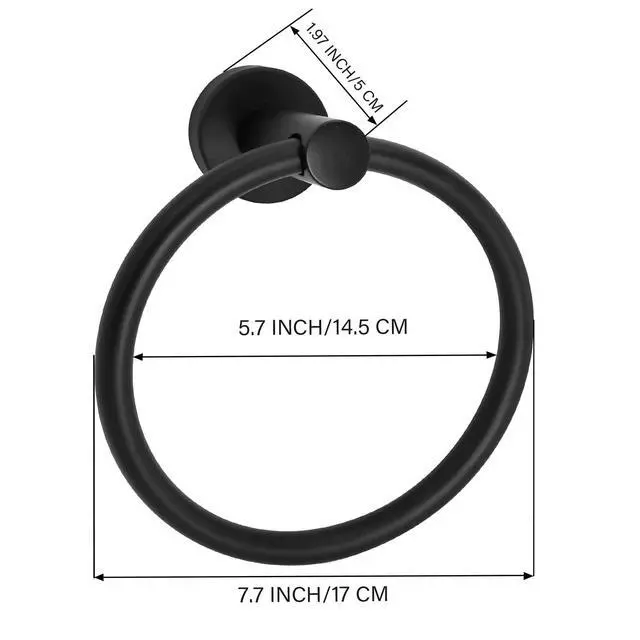 Alt view image 5 of 7 - Towel Ring,Hand Towel Holder for Wall Mounted,Towel Holder,Towel-Racks, Bathroom Hardware Simple Round Towel Hanger SUS 304 Stainless Steel (Black)